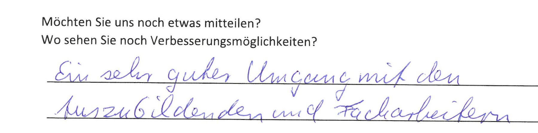 Positive Teilnehmerbewertung
